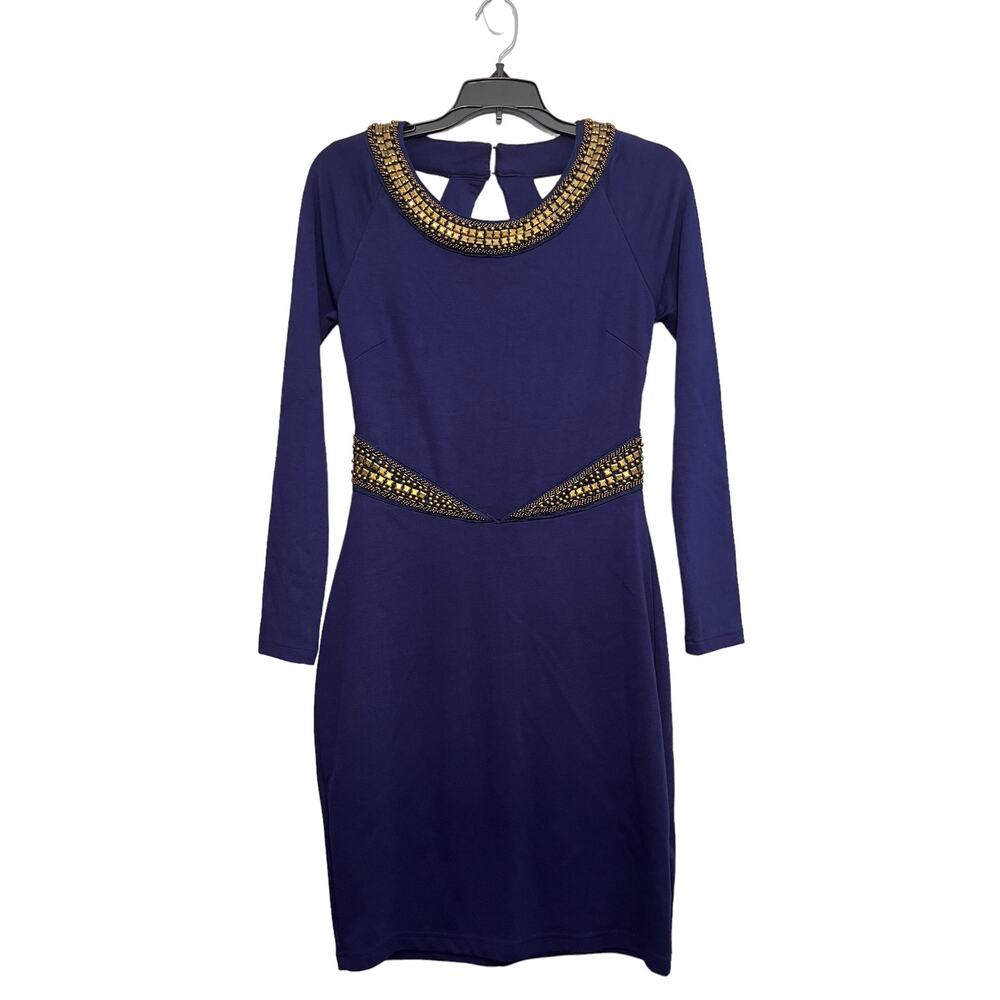 ASOS Petite Navy Cut-Out Beaded Dress Women's Size 6